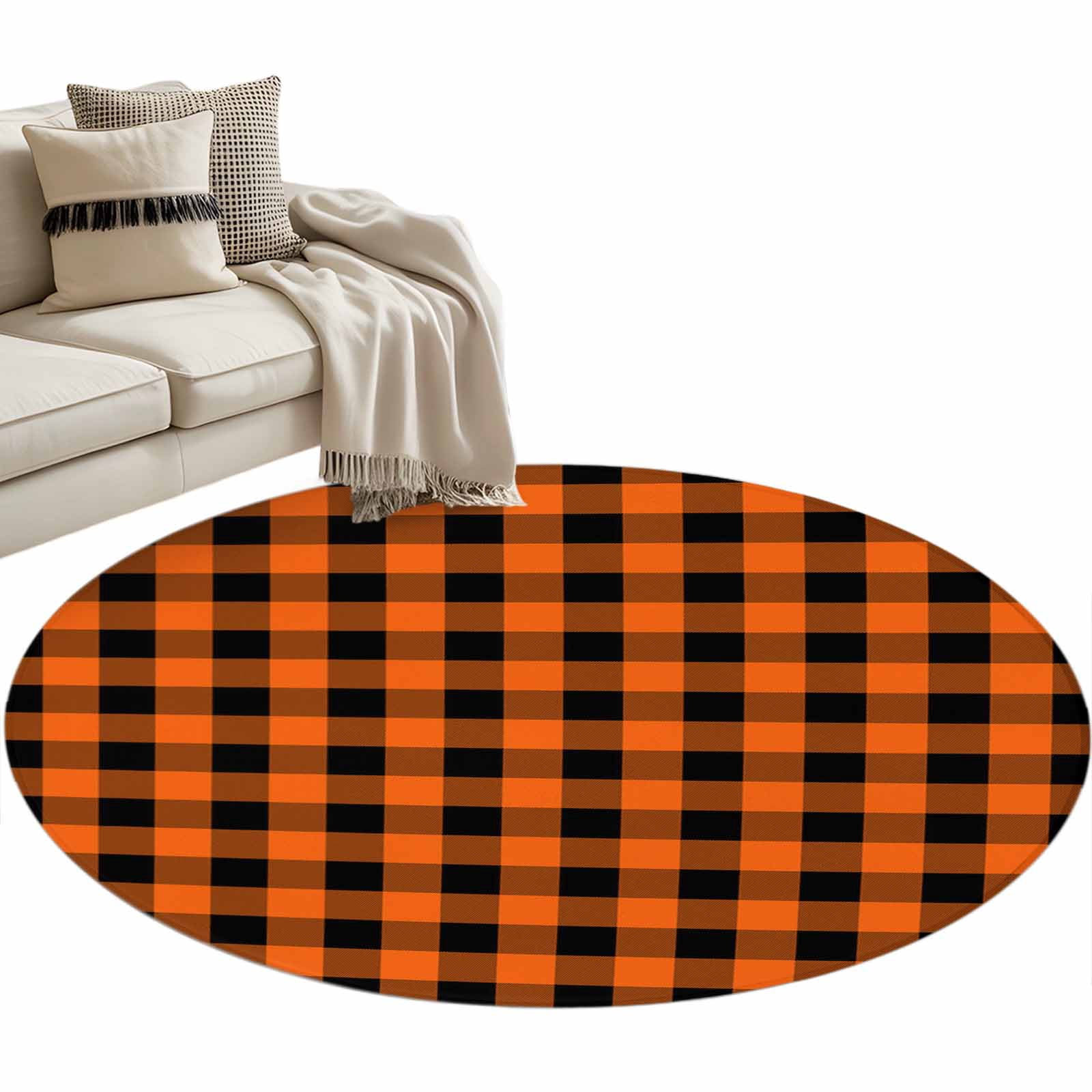 Farm Buffalo Plaid Round Area Rug 3 FT, Small Kitchen Bathroom Mat ...