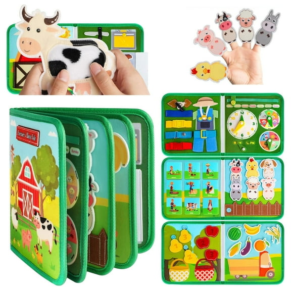 Farm Busy Book for Toddlers 1-3,Busy Board Montessori Toys for 1 2 3 4 Year Old Boy Girl Birthday Gift,Educational Learning Sensory Toys for Toddler 1-3,Travel Toy for Baby & Toddler