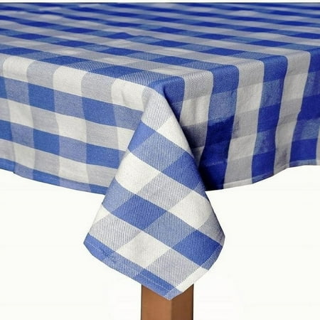 Farm Check Blue 100% Cotton Tablecloth 60"X84"