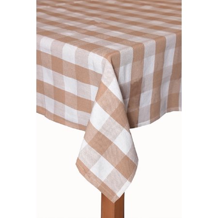 Farm Check Camel 100% Cotton Tablecloth 60"X84"