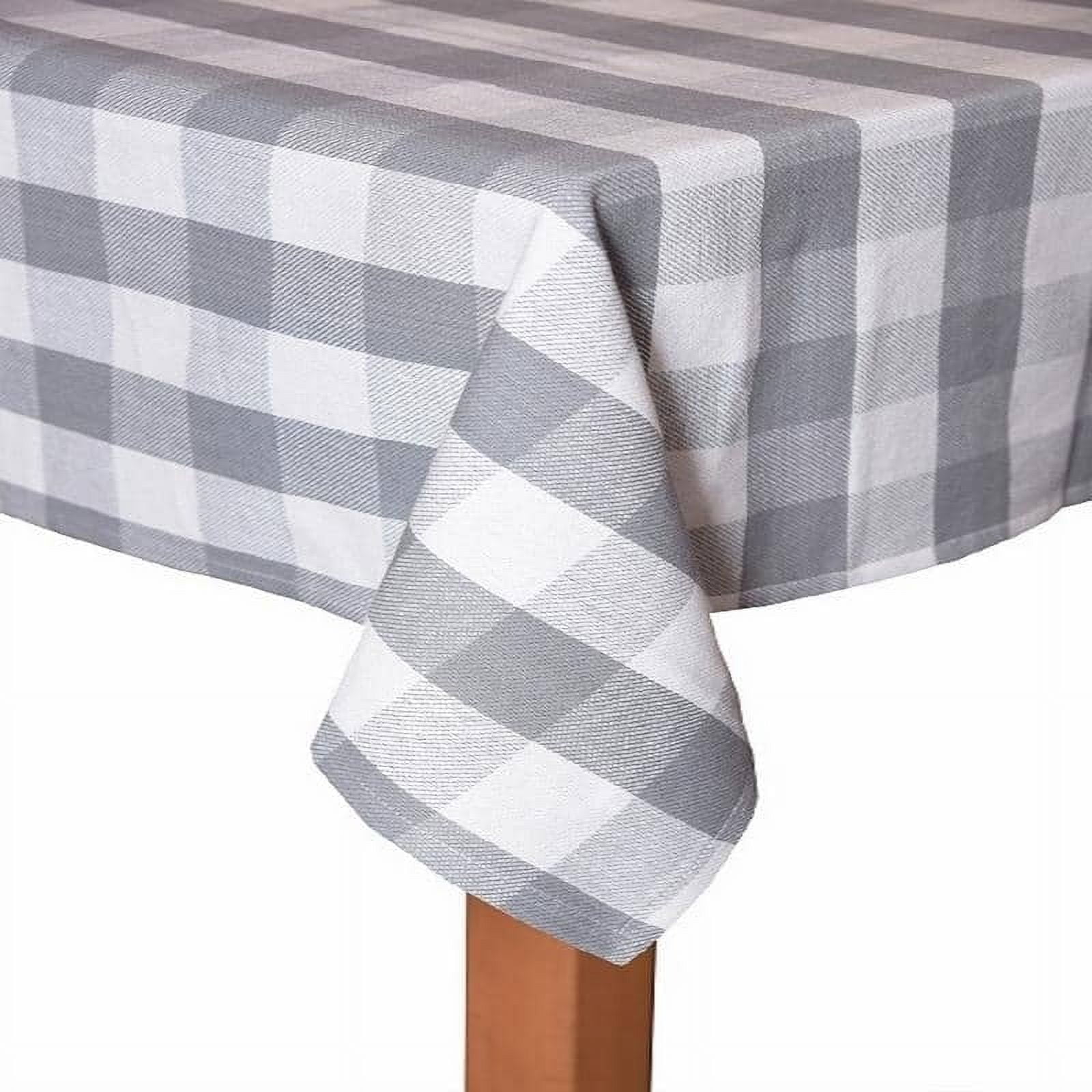Farm Check Grey 100% Cotton Tablecloth 70" Round