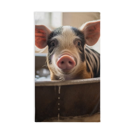 Farm Chic Baby Pig Bath Hand Towel | Pig Bathroom Decor