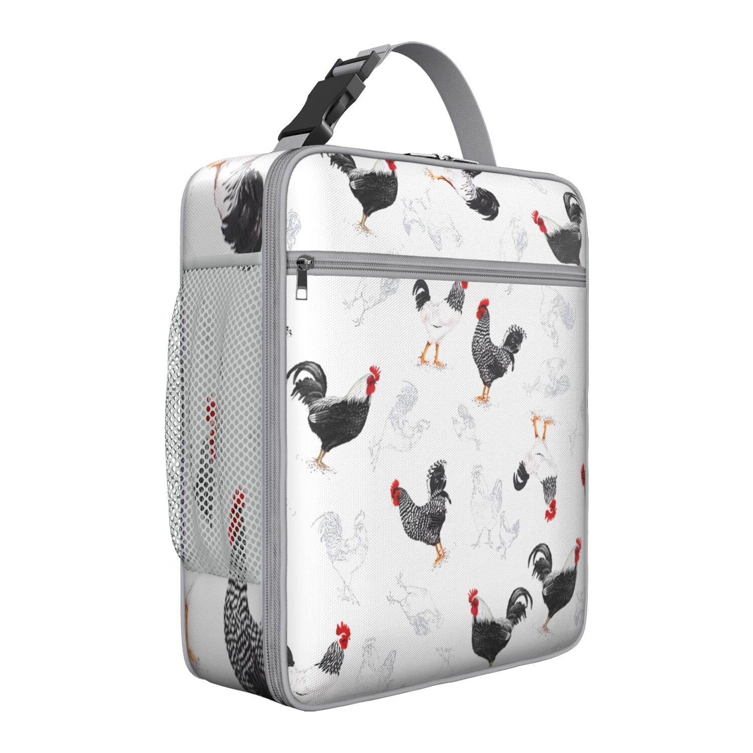 Farm Chick and Egg Pattern Lunch Box, Cute Rooster and Hen Cartoon ...