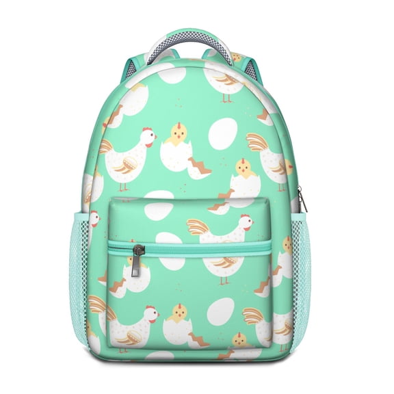 Farm Chicken Aesthetic School Backpack – Watercolor Rooster and Garden Floral Print Bookbag for , Country Barnyard Theme