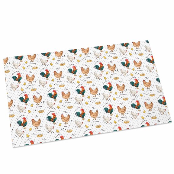 Farm Chicken Door Mat 18x30 Inch White Hen Rooster White Background Abstract Entryway Rug with Non-Slip Rubber, Front Door Rug Indoor Floor Mats for Living Room Bathroom Bedroom Home Office