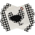 thumbnail image 1 of Farm Chicken Hen Animal Placemats Set of 4, Black White Buffalo Check Plaid Farmhouse Chick Dining Table Place Mats, Spring Summer Country Rustic Kitchen Decor Home Decoration 12 x 18 Inch, 1 of 5