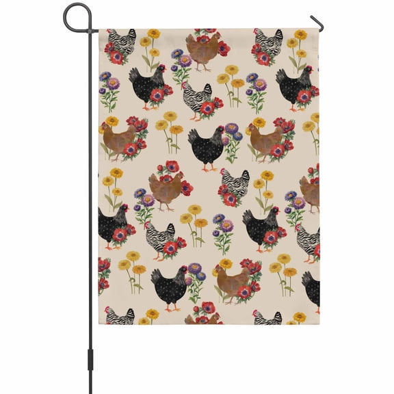 Farm Chicken House Flags For Outdoor, Country Farmhouse Rooster Red Yellow Purple Flower Leaf Small Double Side Yard Flags Weather Proof House Decor for Lawn Outside Holiday 28 x 40 Inches