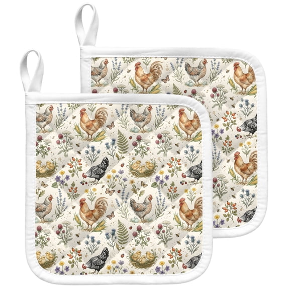Cooked Chicken Packaging Farm Chicken Retro Country Kitchen Potholder Heat-proof Pot Holders ...