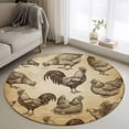 thumbnail image 1 of Farm Chicken Round Living Room Rugs 3.3 ft, Country Rustic Rooster Hen Retro Farmhouse Washable Area Rug with Non-Slip Sturdy Edge Binding Round Front Door Mat Floor Carpet for Entryway, 1 of 9