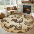 thumbnail image 1 of Farm Chicken Round Living Room Rugs 7 ft, Country Rustic Rooster Hen Retro Farmhouse Washable Area Rug with Non-Slip Sturdy Edge Binding Round Carpet for Kitchen Office Bedroom, 1 of 9