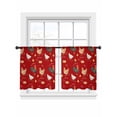thumbnail image 1 of Farm Chicken Sheer Curtains 2 Panels Set White Hen Rooster Red Background Abstract Sheer Window Curtains Light Filtering Rod Pocket Voile Drapes for Bedroom Living Room 52"x54", 1 of 9