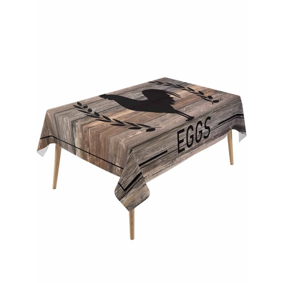 Farm Chicken Table Cloth, Waterproof Tablecloth for Rectangle Tables, Country Retro Animals Leaves Wooden Plank Reusable Washable Fabric Table Cover for Restaurant Kitchen Dining Tables 60"x120"