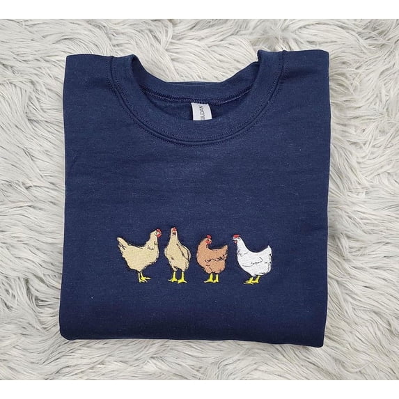 Farm Chickens Embroidered Crewneck