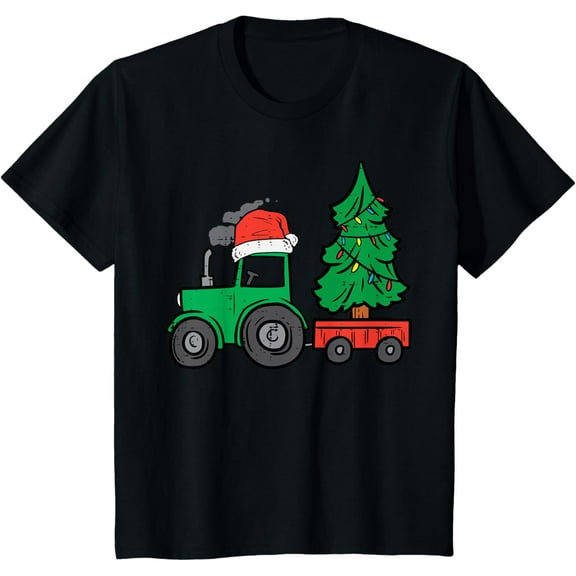 Farm Christmas Tractor Tree Xmas Truck Boys Girls Kids Toddler T-Shirt