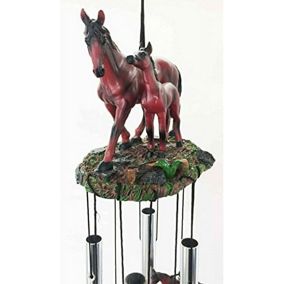 Farm Countryside Brown Horse With Foal Resonant Relaxing Wind Chime Garden Patio Decor