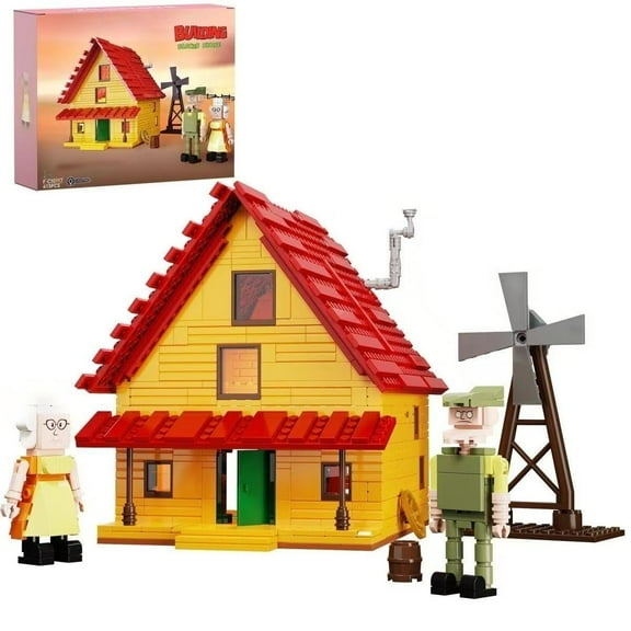 Farm Couple House Building Block Set F-C10117 With Indoor Lighting, Windmill, Collectibles, 613 Pieces