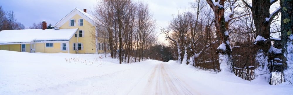 Farm Covered in Snow Darling Hill Road Lyndonville Vermont Canvas Art - Panoramic Images (36 x 12)