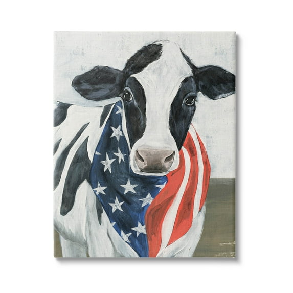 Farm Cow American Flag Animal Animals & Insects Graphic Art Gallery Wrapped Canvas Print Wall Art