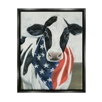 Farm Cow American Flag Animal Animals & Insects Graphic Art Jet Black Framed Art Print Wall Art