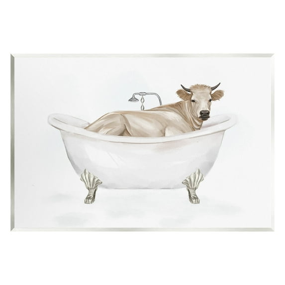 Farm Cow Bathing Tub Animal Animals & Insects Graphic Art Unframed Art Print Wall Art
