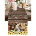 thumbnail image 1 of Farm Cow Blossom Sunflower Table Runner-36 Inch Long Retro Country Plank Table Runners Linen Burlap Tablerunner for Kitchen Dining Room Holiday Party, 1 of 9