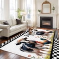 thumbnail image 1 of Farm Cow Chicken Large Area Rugs 6x9 ft Spring Pink Yellow Flower Black Plaid Animal Washable Rug Non Slip Indoor Carpet Absorbent Floor Mat for Living Room Bedroom Dining Room, 1 of 9