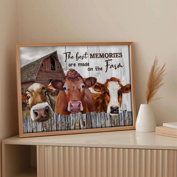 Farm Cow Poster Rustic Barn Wall Art Home Decor, 8x12 UNFRAMED