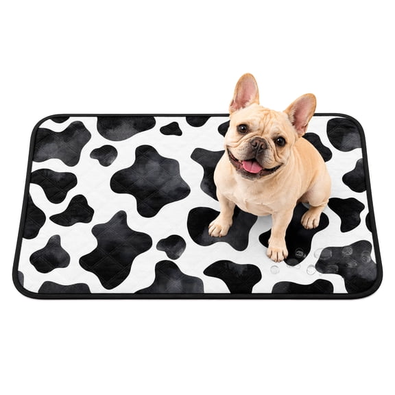 Farm Cow Print Washable Pee Pads for Dogs, Country Black and White Cowhide Animal Patterned Reusable Puppy Pads Waterproof Pet Mat, Absorbent Dog Pee Pads for Crate Pet Training Whelping Mats 24"x18"