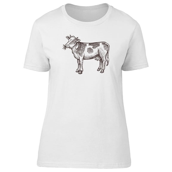 Farm Cow Sketch T-Shirt Women -Image by Shutterstock, Female Small