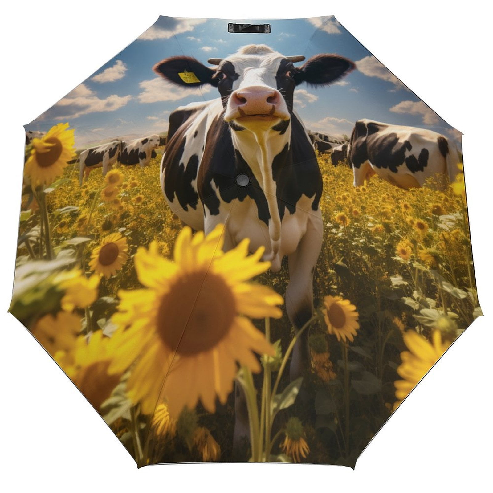 Farm Cows Automatic Sunny Umbrella, Sun Protection Shade, Three-fold ...