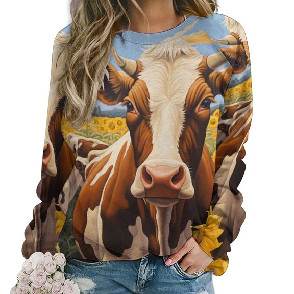Farm Cows Mom Sweatshirt For Women Long Sleeve Pullover