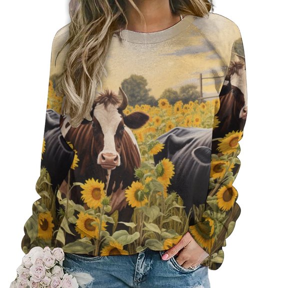 Farm Cows Mom Sweatshirt For Women Long Sleeve Pullover