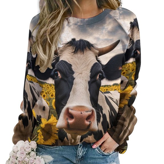 Farm Cows Mom Sweatshirt For Women Long Sleeve Pullover