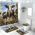 thumbnail image 1 of Farm Cows Shower Curtain Sets with Rugs 4 Piece Cattle Farm Animal Vintage Western Country Wildlife with Toilet Lid Cover, Bath Mat, Shower Curtains for Bathroom Rug Set, 72x72 Inch, 1 of 4