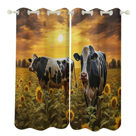 Farm Cows Window Curtain Panels Grommet Blackout Curtains Blackout Curtains for Living Room