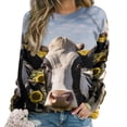 thumbnail image 1 of Farm Cows Women's Floral Printed Sweatshirt Long Sleeve Crewneck Casual Loose Vintage Graphic Pullover Tops, 1 of 7