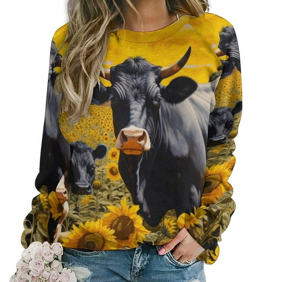 Farm Cows Womens Oversized Sweatshirts Hoodies Crewneck Casual Tops Comfy FallWinter Clothes 2024