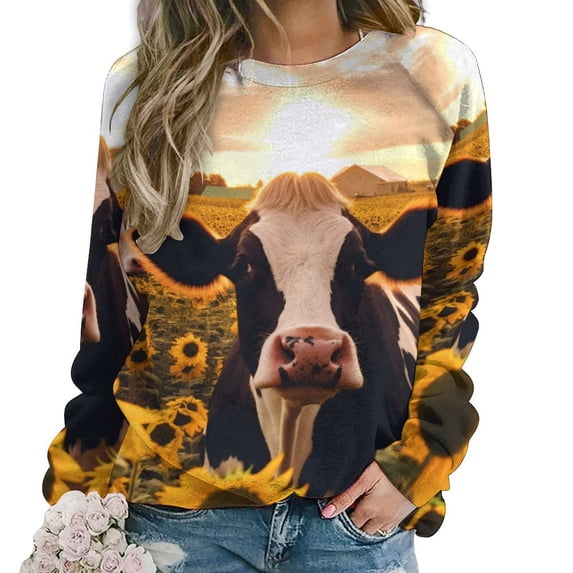Farm Cows Womens Oversized Sweatshirts Hoodies Crewneck Casual Tops Comfy FallWinter Clothes 2024