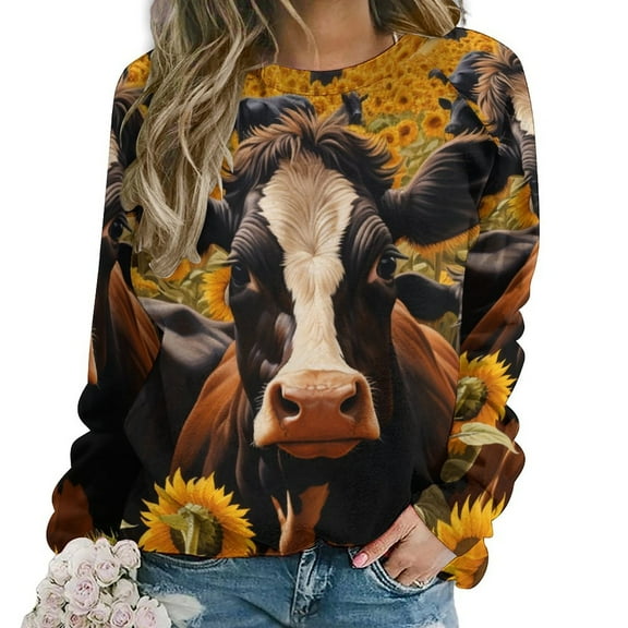 Farm Cows Womens Oversized Sweatshirts Hoodies Crewneck Casual Tops Comfy FallWinter Clothes 2024