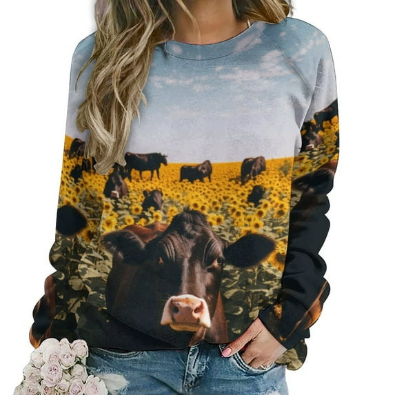 Farm Cows Womens Oversized Sweatshirts Hoodies Crewneck Casual Tops Comfy FallWinter Clothes 2024