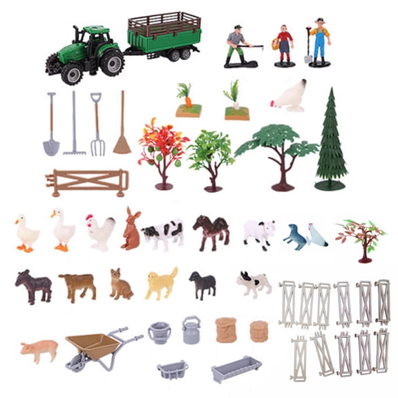 Interactive Farm Learning Playset, 49PCS Miniature Farming Tools & Crops for Roleplay