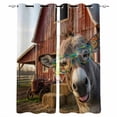 thumbnail image 1 of Farm Donkeys Black Out Curtains 63 Inch Long, Room Darkening Draperies Curtains Panels, Farmhouse Barn Funny Animals Butterfly Thermal Insulated Curtain for Bedroom Living Room 52"x63" 2 Panels, 1 of 8