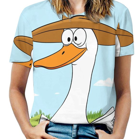 Farm Duck Hat T Shirts Basic T-Shirt Short Sleeve Ladies Tee Shirt Summer Graphic Clothing