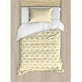 thumbnail image 1 of Farm Duvet Cover Set, Chicken Silhouettes in Yellow Gold Tone Watercolor Paintbrush Shower, Decorative 2 Piece Bedding Set with 1 Pillow Shams, Twin Size, Pale Coffee White, by Ambesonne, 1 of 3
