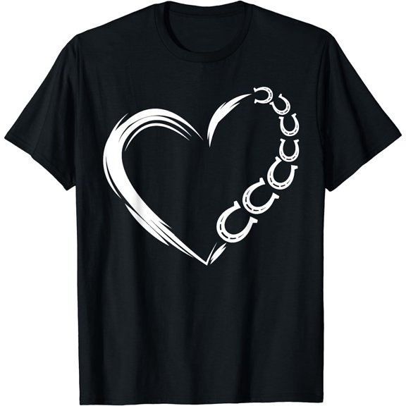 Farm Farmer Horseshoe Heart Pony Horse Riding Horse Lover T-Shirt
