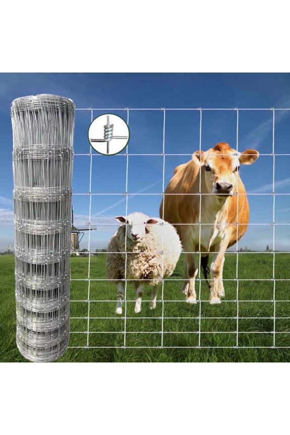 Farm Fence, 4ft x 164ft Galvanized Wire Fencing, Cattle Fence, Deer Fence, Heavy Zinc Coating Farm Fence Used to Hog Goat Fencing for Yard Garden and Field