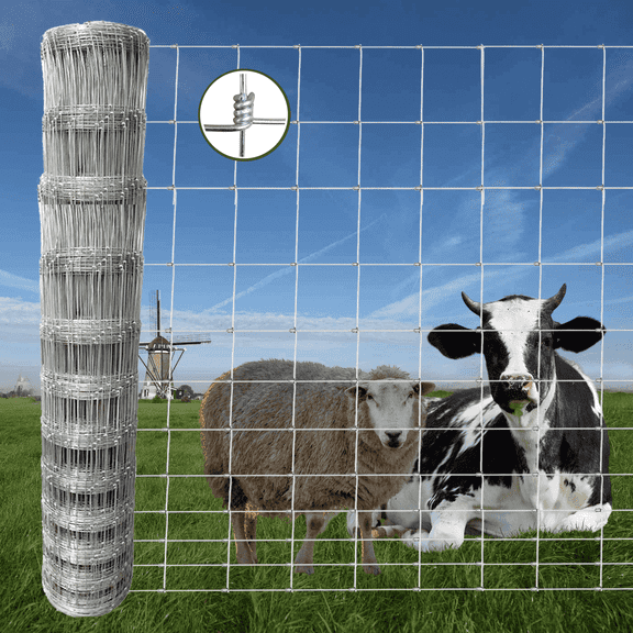 Farm Fence 6ft x 100ft Heavy Zinc Coating Field Wire Fencing, Deer Fence, Galvanized Livestock Fence,Goat Fence,Hog Wire Fencing, Garden Fencing Used to Yard and Garden