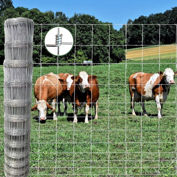 Farm Fence, 6ft x 328ft Galvanized Wire Fencing, Goat, Sheep & Deer, Durable Chain Link Fence, Heavy Zinc Coating Wire Used to Hog Goat Fencing for Yard Garden and Field