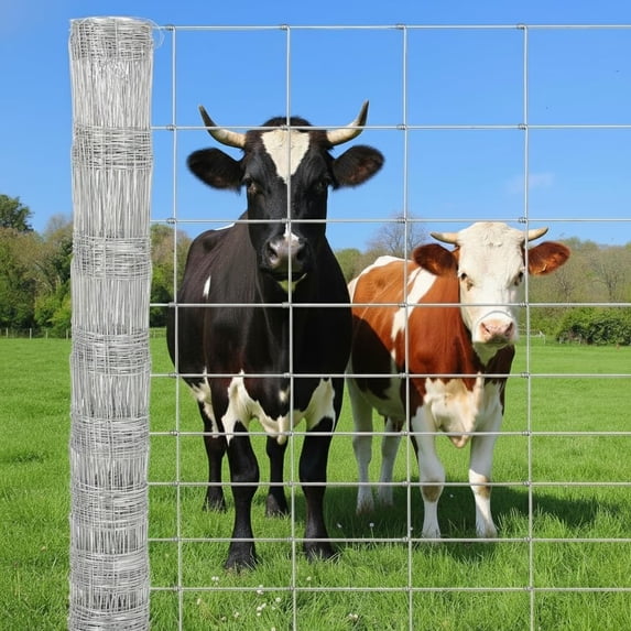 Farm Fence, Heavy Duty Galvanized Cattle Fence Panel - Zinc Coated Wire Fencing for Livestock, Goat, Sheep & Garden Enclosure, Farm Animal Protection