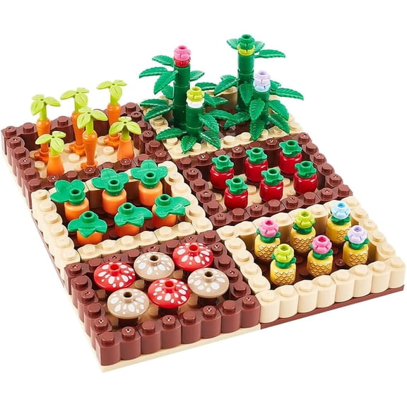 Farm Field Building Blocks Plant Building Bricks Kit Orchard Bricks Building Set Landscaping Building Blocks Brick Set DIY Building Set with Grass Flower Leaf for Micro Farm Scene Making